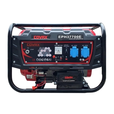 Covax gasoline generator with metal frame, control panel, and dual AC outlets