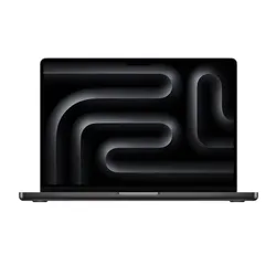 MacBook laptop with dark abstract geometric wallpaper