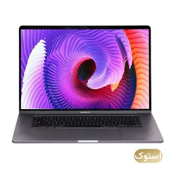 MacBook Pro with colorful abstract swirl wallpaper on display
