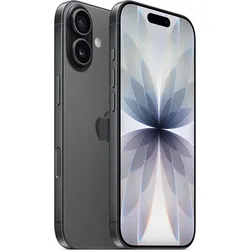 Black iPhone with dual rear camera shown in angled front and back view