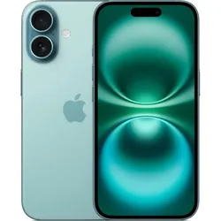 Mint green iPhone with dual rear camera and front display shown side by side
