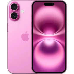 Pink iPhone with dual rear camera and front display shown side by side