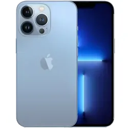 Light blue iPhone with triple rear camera and front display shown side by side