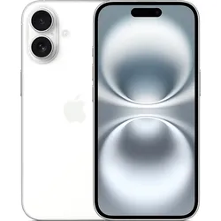 White iPhone with dual rear camera and front display shown side by side