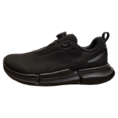 black slip-on sneakers with dial lacing system and cushioned sole for sporty everyday wear