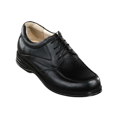black leather formal shoes with lace-up design and textured finish for classic business wear