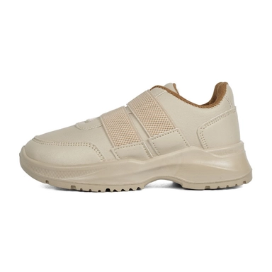 beige casual sneakers with textured panels and cushioned sole for everyday comfort