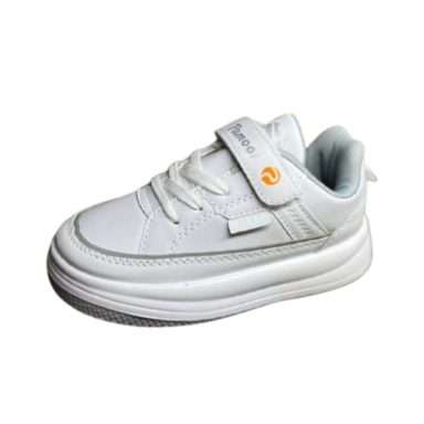 white kids sneakers with velcro strap and cushioned sole for everyday comfort