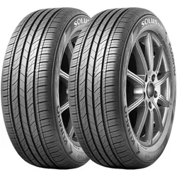 Set of two all-season car tires with alloy wheels