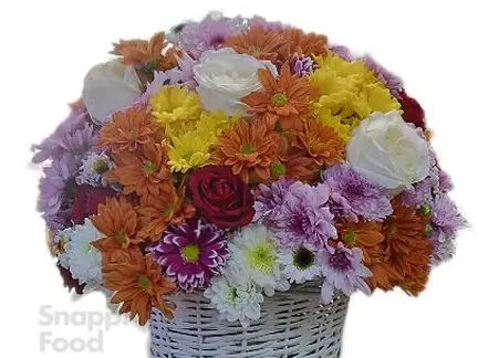سبد گل داوودی گرد