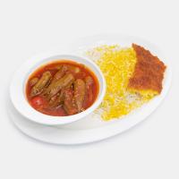 خرید چلو خورشت بامیه بدون مرغ و گوشت