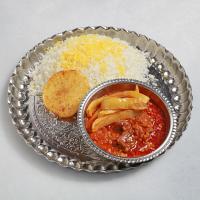 چلو خورشت قیمه سیب زمینی با برنج ایرانی