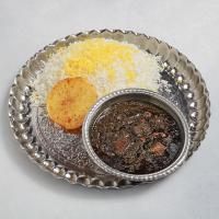 چلو خورشت قورمه سبزی با برنج ایرانی