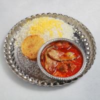 چلو خورشت قیمه بادمجان با برنج ایرانی