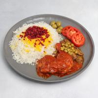 چلو خورشت مسما بادمجان با مرغ