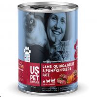 کنسرو گربه پته us pet طعم بره کینوا چغندر تخم کدو ۴۰۰ گرم