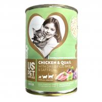 کنسرو نچرال us pet طعم مرغ و بلدرچین با زعفران انجیر خشک و ریحان
