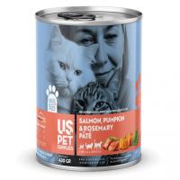 کنسرو گربه us pet طعم ماهی سالمون کدو حلوایی و رزماری