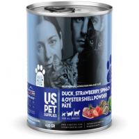 کنسرو گربه us pet طعم اردک توت فرنگی اسفناج و پوره صدف