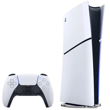 PlayStation 5 console with wireless DualSense controller.