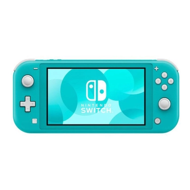 Turquoise Nintendo Switch Lite handheld gaming console.