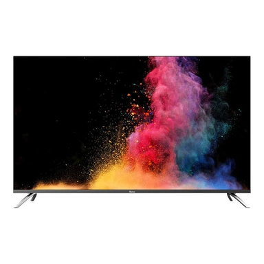 Colorful powder explosion on black background displayed on a smart TV screen.