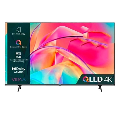 QLED 4K TV displaying vibrant abstract colors with Dolby Atmos and Quantum Dot.
