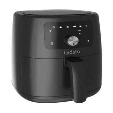 Black air fryer with digital display and 5L capacity