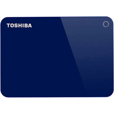 Toshiba external hard drive in glossy blue design