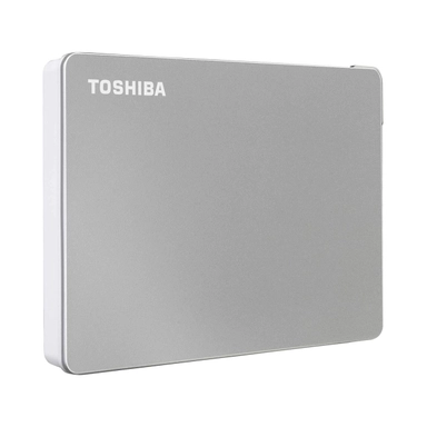 Toshiba external hard drive with sleek silver design