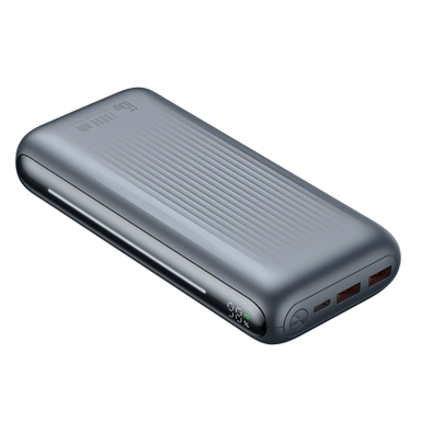 Gray power bank with dual USB output and side digital display