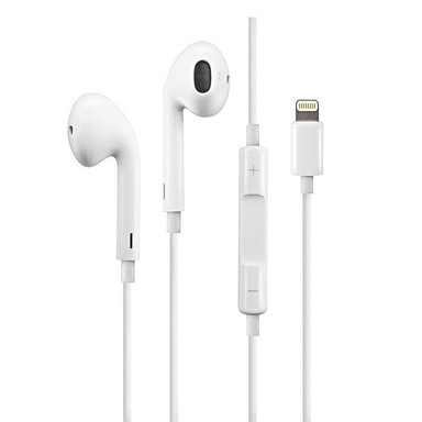 Lightning wired earbuds in white with volume control
