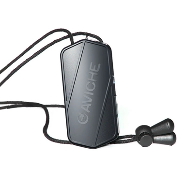 Black AVICHE wearable personal air purifier necklace for clean air.