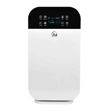 a white, rectangular air purifier with rounded corners.