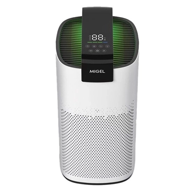 White cylindrical Xiaomi Smart Air Purifier 4 Compact with top digital display.