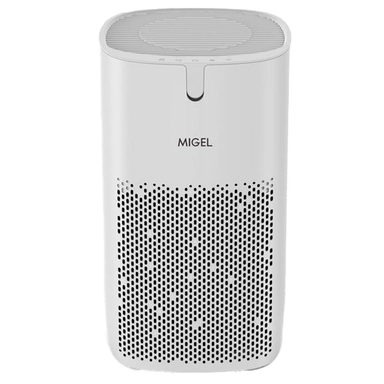 White cylindrical Xiaomi Smart Air Purifier 4 Compact with top digital display.