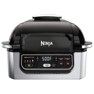 Ninja multi-function air fryer and grill with digital control panel.