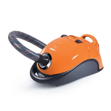 black and orange vacuum cleaner for home cleaning.