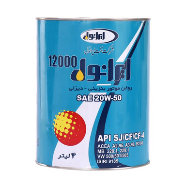 روغن موتور خودرو ایرانول مدل 12000 حجم 4 لیتر