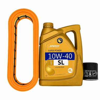 روغن موتور اسپیدی مدل سوپر پاور 10W40 SL حجم 4 لیتر به همراه فیلتر هوا و فیلتر روغن مناسب برای خودروهای تیبا و ساینا و کوئیک