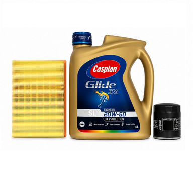روغن موتور کاسپین مدل 20W50 SL حجم 4 لیتر به همراه فیلتر هوا و فیلتر روغن مناسب پراید