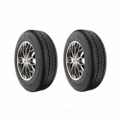 Pair of Yazd Tire Mercury tires on chrome alloy wheels, 185/65 R 15 size.