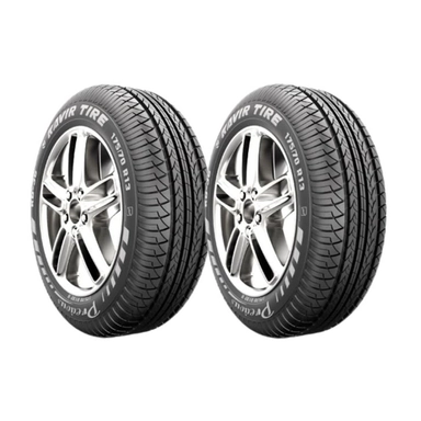 Pair of Yazd Tire Supreme tires on chrome alloy wheels, 185/65 R 14.