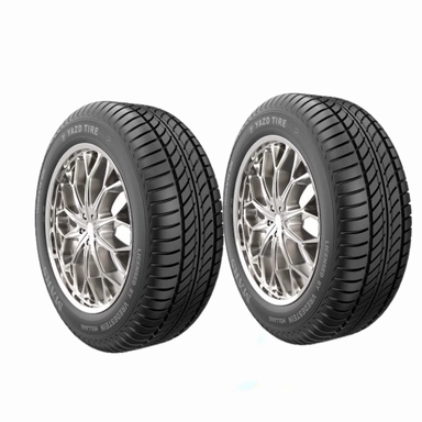 Pair of Kavir Tire Strong tires on shiny alloy wheels, size $175/60$ R $13$.
