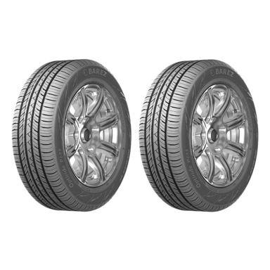 Pair of Barezz Optiride P655 tires on alloy wheels with a multi-rib tread.