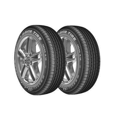 Pair of Yazd Tire Mercury tires on chrome alloy wheels, 185/65 R 15 size.