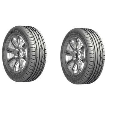 Pair of Barezz Premium Grip G810 tires on chrome alloy wheels.