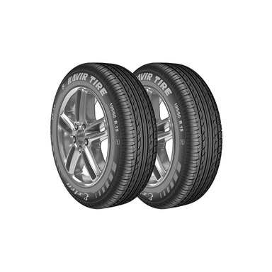 Pair of Kavir Tire Strong tires on shiny alloy wheels, size 175/60 R 13.