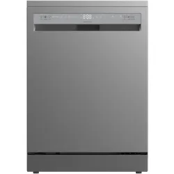 Silver stainless steel dishwasher with a top digital control panel