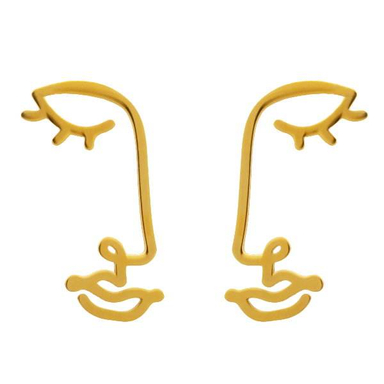 گوشواره طلا 18 عیار زنانه شمیم گلد گالری طرح نیم رخ کد 1261D9191